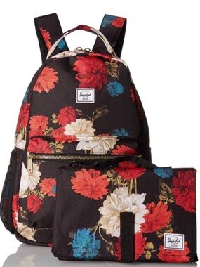 Herschel Supply Company Black Floral Backpack / Diaper Bag